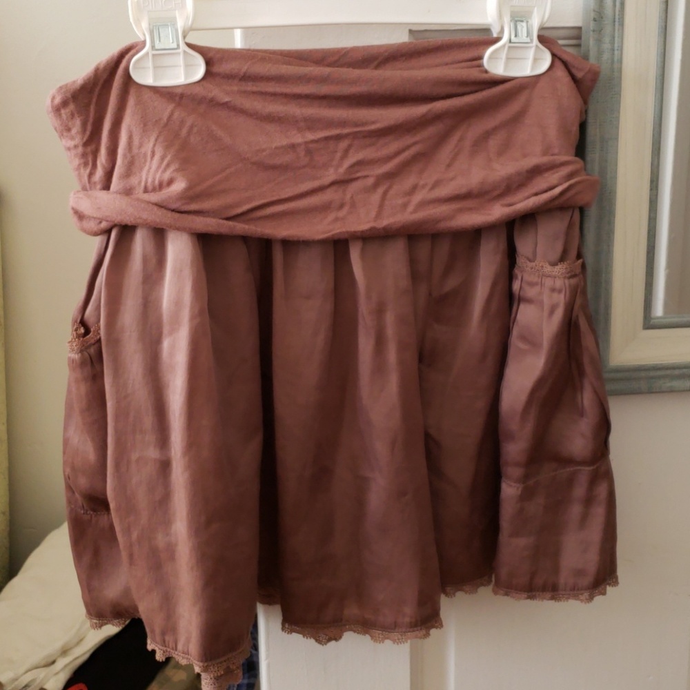 Flowy brown foldover skirt